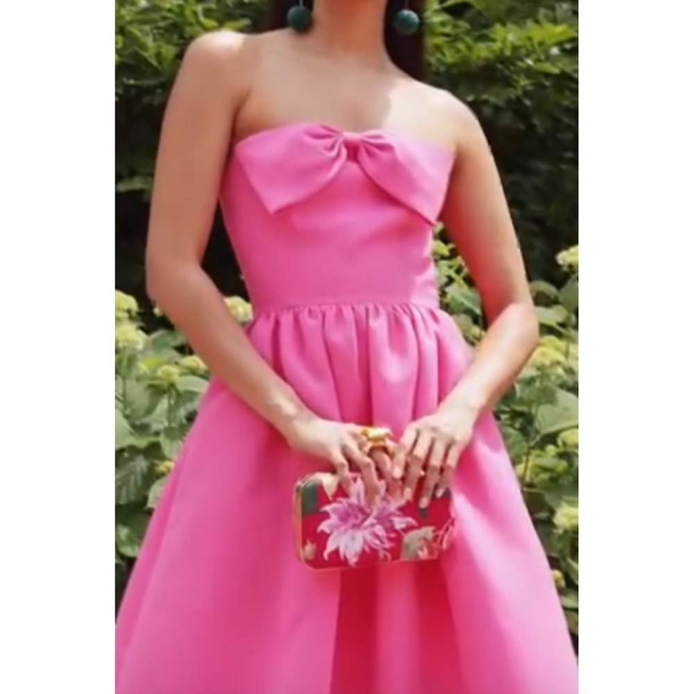 Sachin‎ & Babi Isabeau Strapless Bow Front Ballgown Dress 6 NEW Shocking Pink